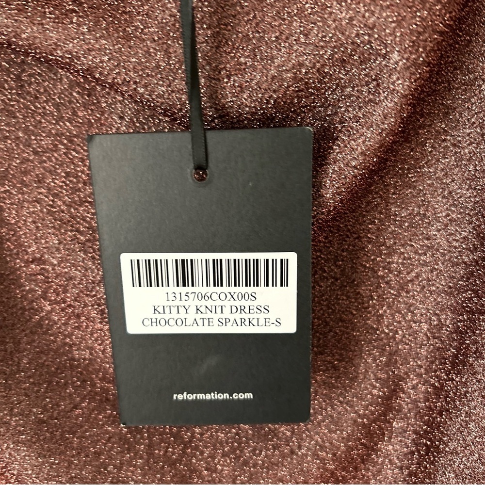NWT Reformation x Laura Harrier Kitty Knit Dress in Chocolate Sparkle - Picture 7 of 8